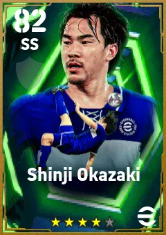 Shinji Okazaki eFootball 2026 player card — 82 OVR SS
