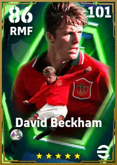 David Beckham eFootball 2026 player card — 86 OVR RMF