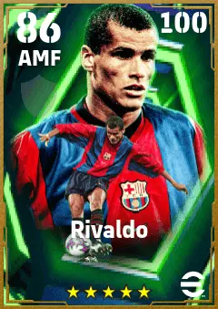 Rivaldo eFootball 2026 player card — 86 OVR AMF