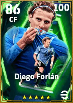 Diego Forlan eFootball 2026 player card — 86 OVR CF