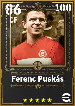 Ferenc Puskas eFootball 2026 player card — 86 OVR CF