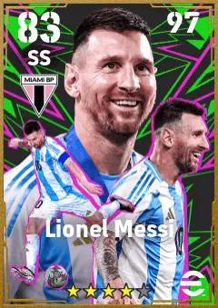 Lionel Messi eFootball 2026 player card — 83 OVR SS
