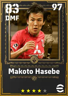 Makoto Hasebe eFootball 2026 player card — 83 OVR DMF