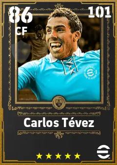 Carlos Tevez eFootball 2026 player card — 86 OVR CF