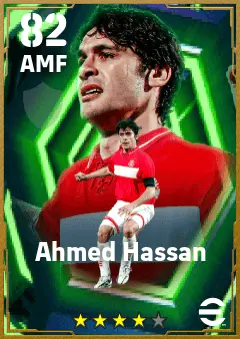 Ahmed Hassan eFootball 2026 player card — 82 OVR AMF