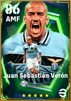 Juan Sebastian Veron eFootball 2026 player card — 86 OVR AMF