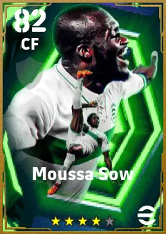 Moussa Sow eFootball 2026 player card — 82 OVR CF