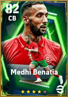 Medhi Benatia eFootball 2026 player card — 82 OVR CB