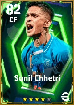 Sunil Chhetri eFootball 2026 player card — 82 OVR CF