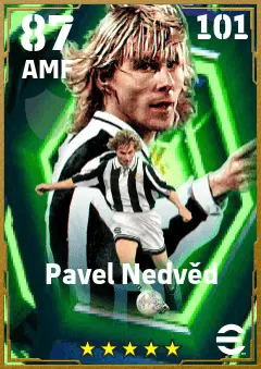 Pavel Nedved eFootball 2026 player card — 87 OVR AMF