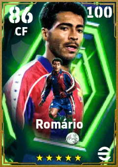 Romario eFootball 2026 player card — 86 OVR CF