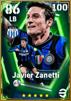 Javier Zanetti eFootball 2026 player card — 86 OVR LB