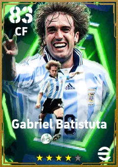 Gabriel Batistuta eFootball 2026 player card — 83 OVR CF