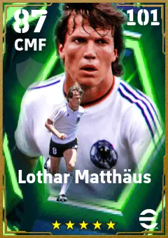 Lothar Matthaus eFootball 2026 player card — 87 OVR CMF