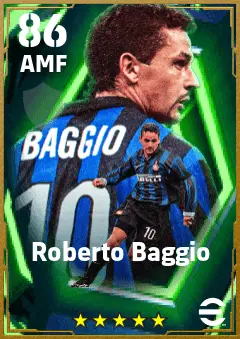 Roberto Baggio eFootball 2026 player card — 86 OVR AMF