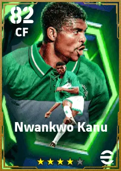 Nwankwo Kanu eFootball 2026 player card — 82 OVR CF