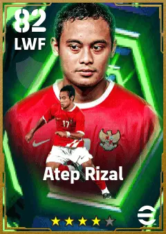 Atep Rizal eFootball 2026 player card — 82 OVR LWF