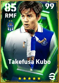 Takefusa Kubo eFootball 2026 player card — 85 OVR RMF