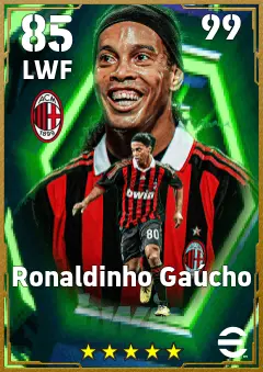 Ronaldinho Gaucho eFootball 2026 player card — 85 OVR LWF