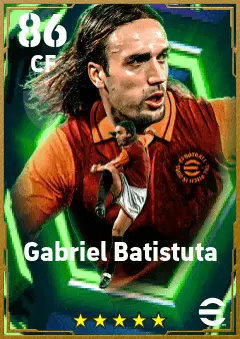 Gabriel Batistuta eFootball 2026 player card — 86 OVR CF