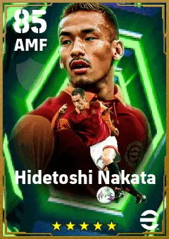 Hidetoshi Nakata eFootball 2026 player card — 85 OVR AMF