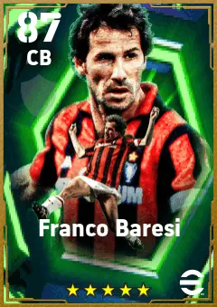 Franco Baresi eFootball 2026 player card — 87 OVR CB