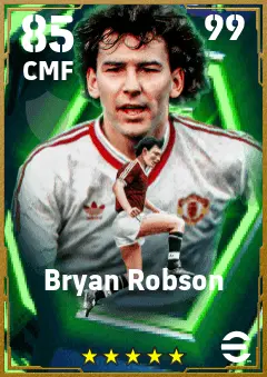 Bryan Robson eFootball 2026 player card — 85 OVR CMF