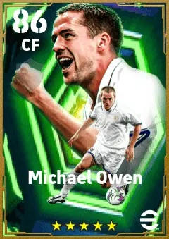Michael Owen eFootball 2026 player card — 86 OVR CF