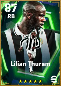Lilian Thuram eFootball 2026 player card — 87 OVR RB