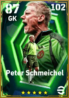 Peter Schmeichel eFootball 2026 player card — 87 OVR GK