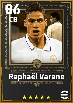 Raphael Varane eFootball 2026 player card — 86 OVR CB