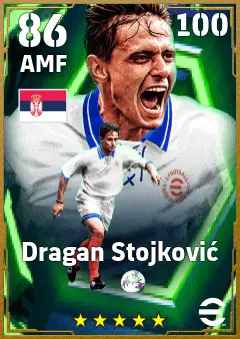 Dragan Stojkovic eFootball 2026 player card — 86 OVR AMF