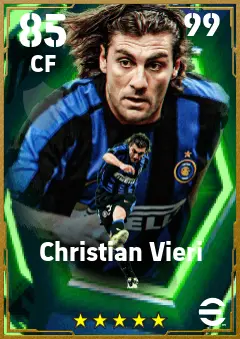 Christian Vieri eFootball 2026 player card — 85 OVR CF
