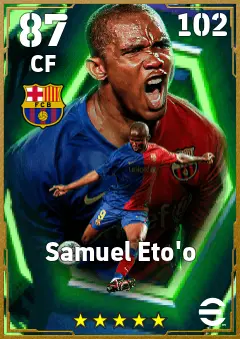 Samuel Eto o eFootball 2026 player card — 87 OVR CF