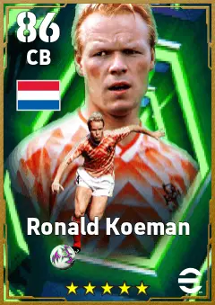 Ronald Koeman eFootball 2026 player card — 86 OVR CB