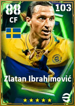 Zlatan Ibrahimovic eFootball 2026 player card — 88 OVR CF