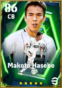 Makoto Hasebe eFootball 2026 player card — 86 OVR CB