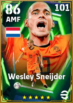 Wesley Sneijder eFootball 2026 player card — 86 OVR AMF
