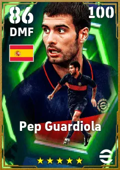 Pep Guardiola eFootball 2026 player card — 86 OVR DMF