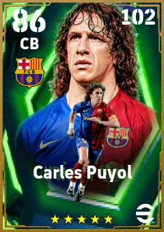 Carles Puyol eFootball 2026 player card — 86 OVR CB