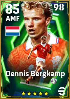 Dennis Bergkamp eFootball 2026 player card, 85 OVR AMF