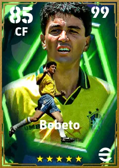 Bebeto eFootball 2026 player card — 85 OVR CF