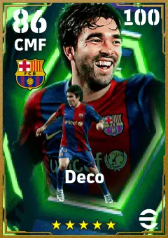 Deco eFootball 2026 player card — 86 OVR CMF
