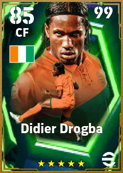 Didier Drogba eFootball 2026 player card — 85 OVR CF
