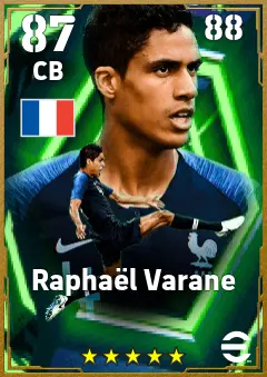 Raphael Varane eFootball 2026 player card — 87 OVR CB