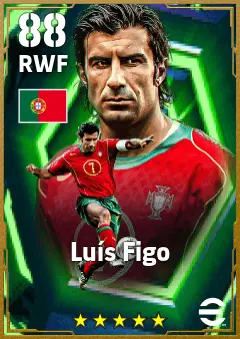 Luis Figo eFootball 2026 player card — 88 OVR RWF