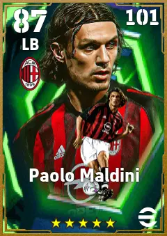 Paolo Maldini eFootball 2026 player card — 87 OVR LB