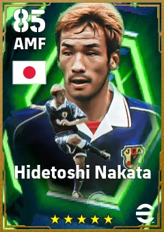 Hidetoshi Nakata eFootball 2026 player card — 85 OVR AMF