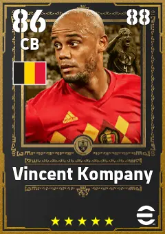 Vincent Kompany eFootball 2026 player card — 86 OVR CB