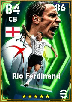 Rio Ferdinand eFootball 2026 player card, 84 OVR CB